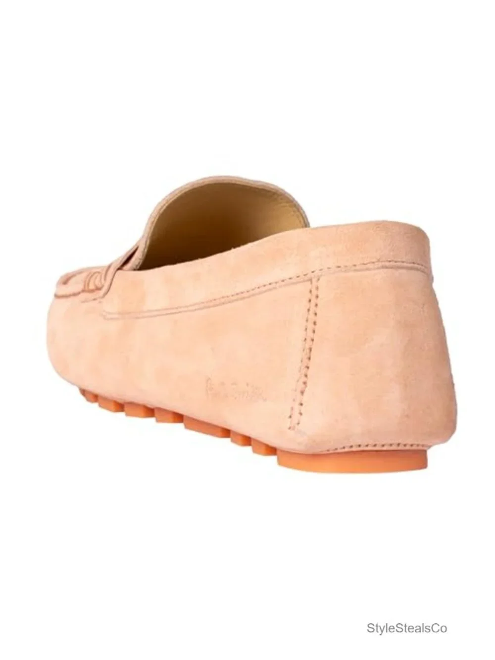 Penny Loafer Style Suede Loafers, Embossed Logo, Grooved Sole